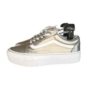 Womens Vans Old Skool Platform Sneakers Shoes Size 6 Gold White